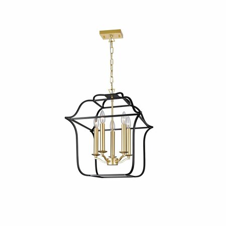 CWI LIGHTING 5 Light Chandelier With Satin Gold  Black Finish 1223P16-5-602
